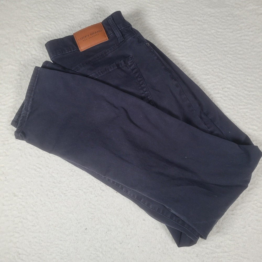 Lucky Brand 121 Slim Straight Mens 33x32 Navy Blue Chino Pants Stretch Casual